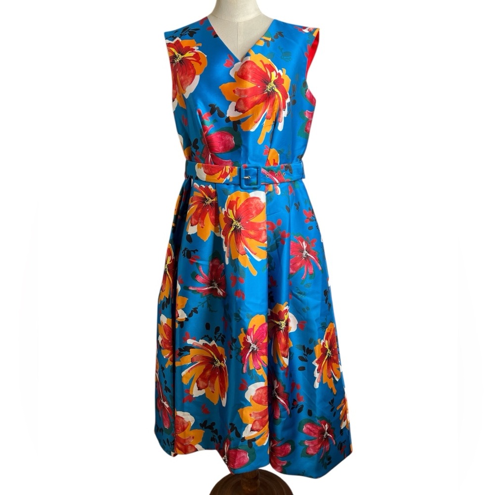 Closet London Vibrant Blue Floral Fit & Flare Midi Dress – NWT